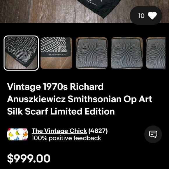 Richard Anuszkiewics Op Art Vintage Silk Scarf (RARE)